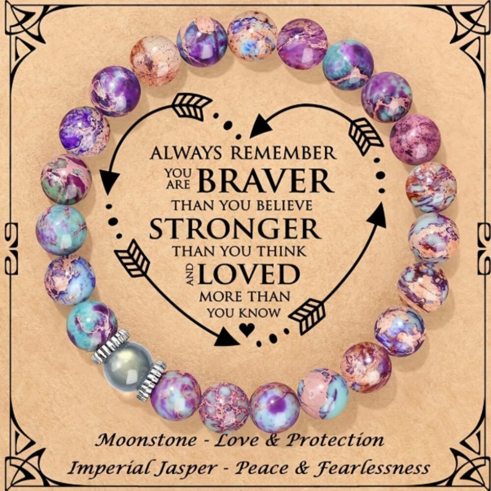 NEW Moonstone & Imperial Jasper Bracelet: Natural Stone Beaded Bracelet